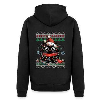 Chat drôle moche pull de Noël - Veste à capuche bio Premium Unisexe - noir - Dos - Nico (187cm)
