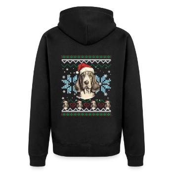 Basset Hound Pull de Noël drôle pour chien - Veste à capuche bio Premium Unisexe - noir - Dos - Nico (187cm)