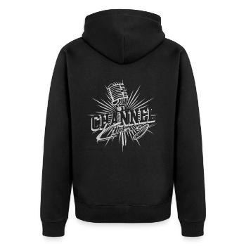 Podcast Podcaster Podcasting - Unisex Premium Bio Zip Hoodie - Schwarz - Hinten - Nico (187cm)