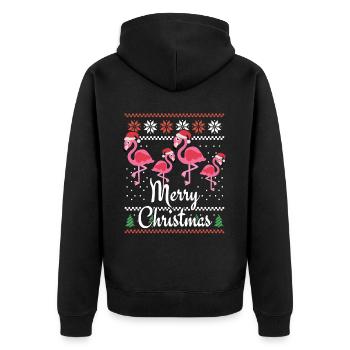 Tenue de Noël Flamant rose pour la famille - Veste à capuche bio Premium Unisexe - noir - Dos - Nico (187cm)