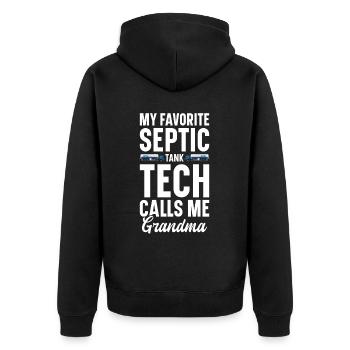 Technicien de fosse septique Installateur de système d’égout - Veste à capuche bio Premium Unisexe - noir - Dos - Nico (187cm)