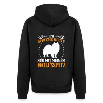 Wolfspitz Ne parlez qu’à Keeshond - Veste à capuche bio Premium Unisexe - noir - Dos - Nico (187cm)