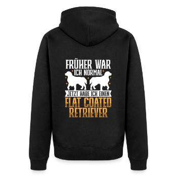 Jetzt habe ich einen Flat Coated Retriever - Unisex Premium Bio Zip Hoodie - Schwarz - Hinten - Nico (187cm)