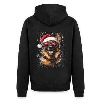 German Shepherd Christmas - Unisex Premium Organic Zip Hoodie - black - Back - Nico (187cm)