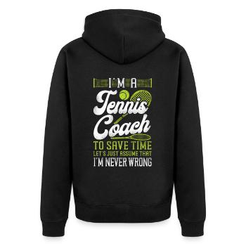 Funny Tennis Player Racket I'm A - Unisex Premium Bio Zip Hoodie - Schwarz - Hinten - Nico (187cm)