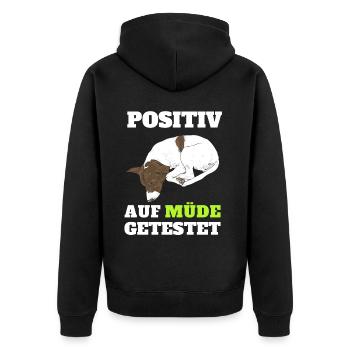 Lazy Tshirt Funny Funny Humor Sarcasm Tired - Unisex Premium Organic Zip Hoodie - black - Back - Nico (187cm)