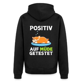 Tired Tshirt Funny Funny Humor Sarcasm Laughter - Unisex Premium Organic Zip Hoodie - black - Back - Nico (187cm)