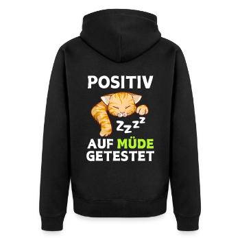 Tired Tshirt Funny Funny Humor Sarcasm Laughter - Unisex Premium Organic Zip Hoodie - black - Back - Nico (187cm)
