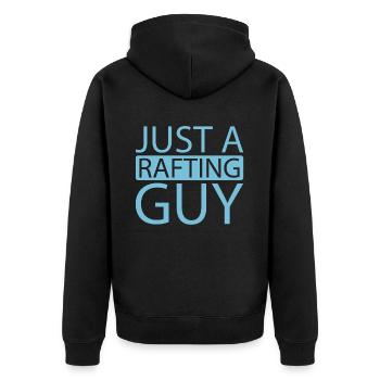 Rafting Just A Rafting Guy - Unisex Premium Bio Zip Hoodie - Schwarz - Hinten - Nico (187cm)