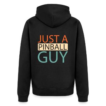 Pinball Just A Pinball Guy - Unisex Premium Bio Zip Hoodie - Schwarz - Hinten - Nico (187cm)