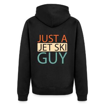 Jet Ski Just A Jet Ski Guy - Unisex Premium Bio Zip Hoodie - Schwarz - Hinten - Nico (187cm)