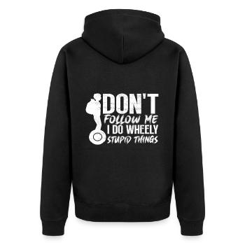 EUC Monowheel - Unisex Premium Organic Zip Hoodie - black - Back - Nico (187cm)