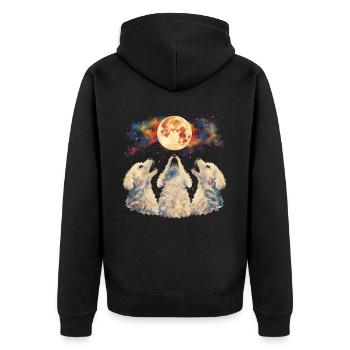 Bichon frisé chien lune hurlante - Veste à capuche bio Premium Unisexe - noir - Dos - Nico (187cm)