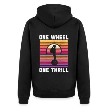 EUC Monowheel - Unisex Premium Bio Zip Hoodie - Schwarz - Hinten - Nico (187cm)