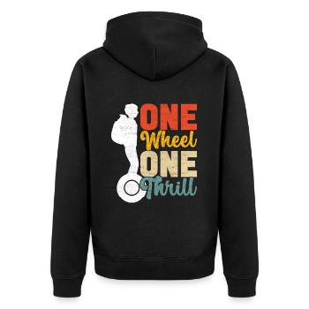 EUC Monowheel - Unisex Premium Organic Zip Hoodie - black - Back - Nico (187cm)
