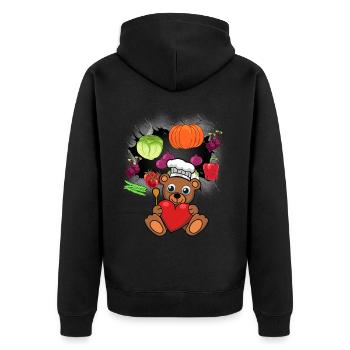 Teddy Cook Cooks Cook Vegetable Cooking Bear - Unisex Premium Organic Zip Hoodie - black - Back - Nico (187cm)