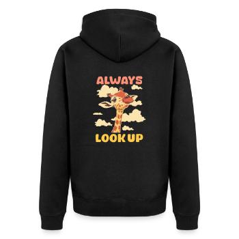 Giraffe Always Look Up - Unisex Premium Organic Zip Hoodie - black - Back - Nico (187cm)