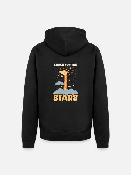 Girafe Atteindre les étoiles - Veste à capuche bio Premium Unisexe - noir