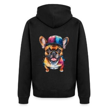 Bouledogue Français Snapback Cap Frenchie Dog - Veste à capuche bio Premium Unisexe - noir - Dos - Nico (187cm)