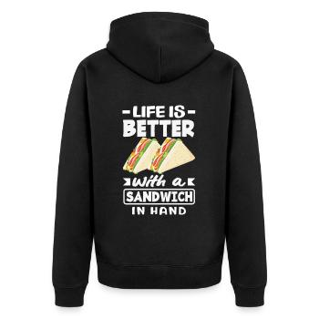 Sandwich Sandwich Snack Célébration - Veste à capuche bio Premium Unisexe - noir - Dos - Nico (187cm)