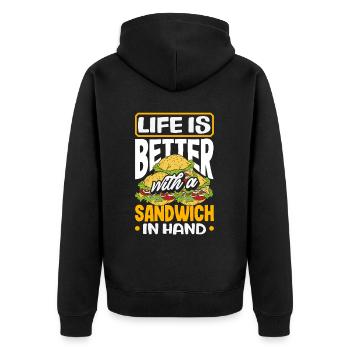 Sandwich Sandwich Snack Célébration - Veste à capuche bio Premium Unisexe - noir - Dos - Nico (187cm)