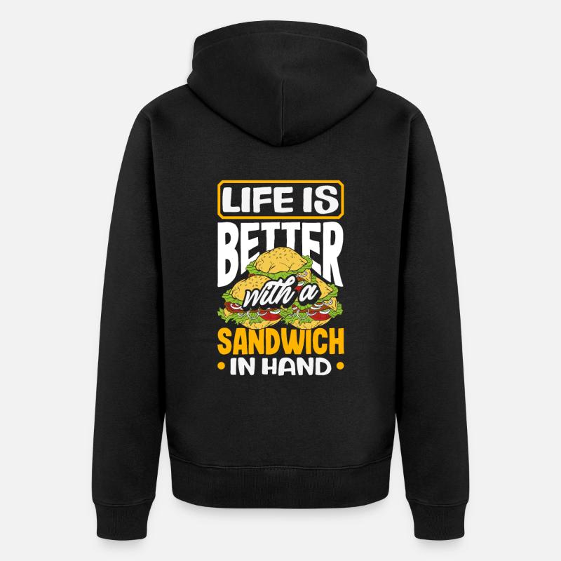Sandwich Sandwich Snack Célébration - Veste à capuche bio Premium Unisexe - noir