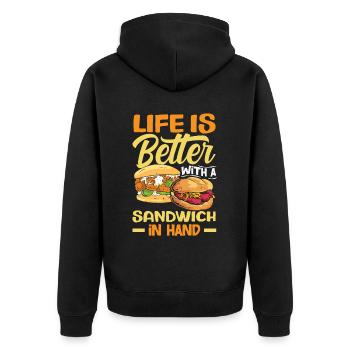 Sandwich Sandwich Snack Célébration - Veste à capuche bio Premium Unisexe - noir - Dos - Nico (187cm)