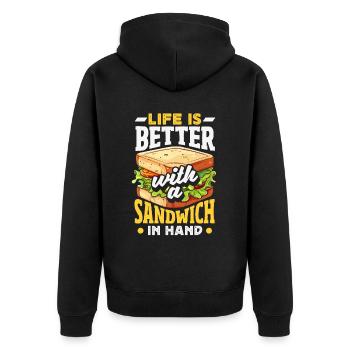 Sandwich Sandwich Snack Célébration - Veste à capuche bio Premium Unisexe - noir - Dos - Nico (187cm)