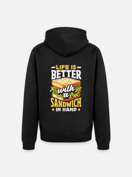 Sandwich Sandwich Snack Célébration - Veste à capuche bio Premium Unisexe - noir