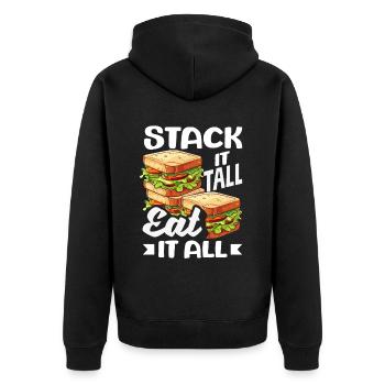 Sandwich Sandwich Snack Célébration - Veste à capuche bio Premium Unisexe - noir - Dos - Nico (187cm)