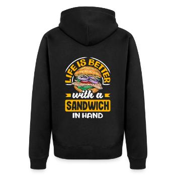 Sandwich Sandwich Snack Célébration - Veste à capuche bio Premium Unisexe - noir - Dos - Nico (187cm)