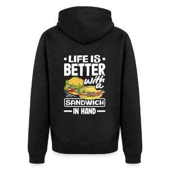 Sandwich Sandwich Snack Célébration - Veste à capuche bio Premium Unisexe - noir - Dos - Nico (187cm)