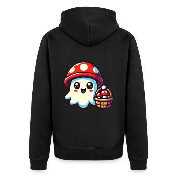 Mushroom Picker Ghost Ghost Mushroom Lover - Unisex Premium Organic Zip Hoodie - black - Back - Nico (187cm)