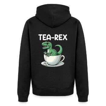 Tea Rex Dinosaur Lover T-Rex Tea Mug - Unisex Premium Organic Zip Hoodie - black - Back - Nico (187cm)