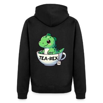 Tea Rex Dinosaur Lover T-Rex Tea Mug - Unisex Premium Organic Zip Hoodie - black - Back - Nico (187cm)