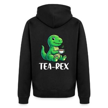 Tea Rex Dinosaur Lover T-Rex Tea Mug - Unisex Premium Organic Zip Hoodie - black - Back - Nico (187cm)