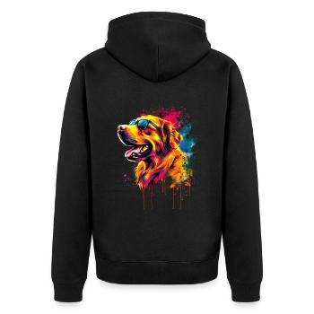Lustige Golden Retriever Hund Kunst Hundebesitzer - Unisex Premium Bio Zip Hoodie - Schwarz - Hinten - Nico (187cm)