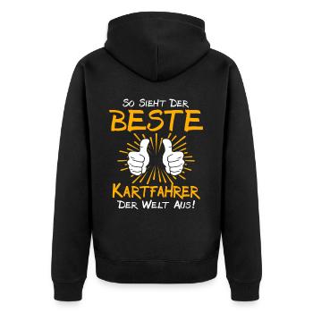 Idée cadeau pilote de kart - Veste à capuche bio Premium Unisexe - noir - Dos - Nico (187cm)