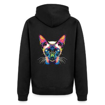 Siamese Cat Popart - Unisex Premium Organic Zip Hoodie - black - Back - Nico (187cm)