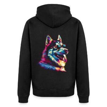 Siberian Husky Hund Sonnenbrille Popart - Unisex Premium Bio Zip Hoodie - Schwarz - Hinten - Nico (187cm)