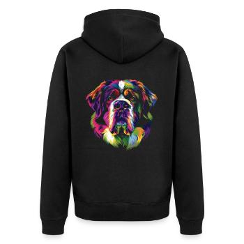 Bernhardiner Hund Popart - Unisex Premium Bio Zip Hoodie - Schwarz - Hinten - Nico (187cm)