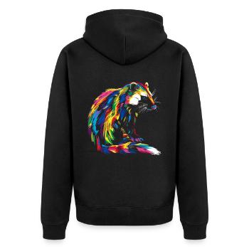 Stinktier Tier Popart - Unisex Premium Bio Zip Hoodie - Schwarz - Hinten - Nico (187cm)