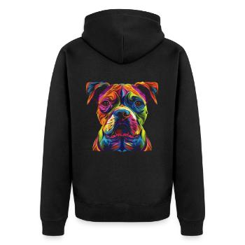 Staffordshire Bull Terrier Hund Popart - Unisex Premium Bio Zip Hoodie - Schwarz - Hinten - Nico (187cm)