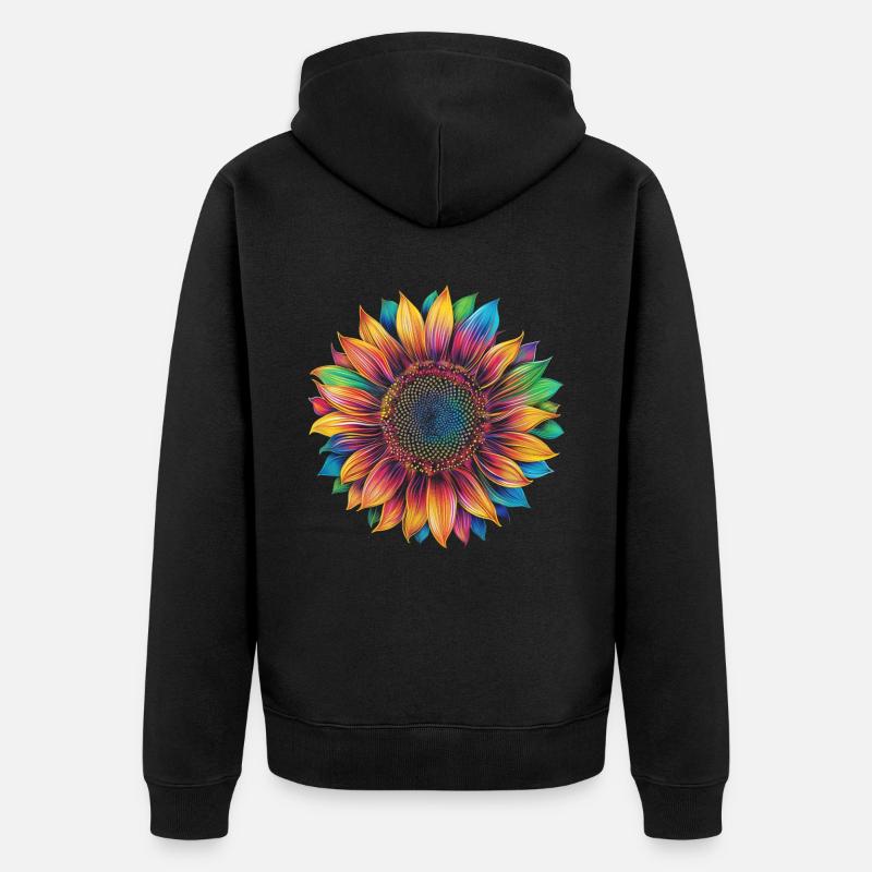Fleur de tournesol Popart - Veste à capuche bio Premium Unisexe - noir