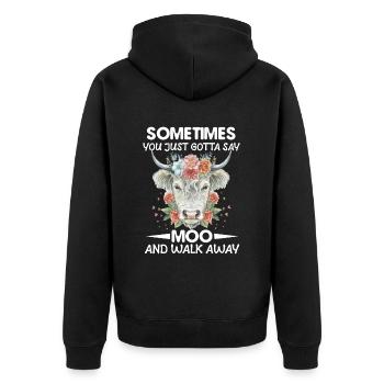 Kuhbauer Lustiger Bauernhof Kühe Tierfarm - Unisex Premium Bio Zip Hoodie - Schwarz - Hinten - Nico (187cm)