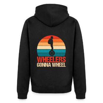 EUC Monowheel - Unisex Premium Organic Zip Hoodie - black - Back - Nico (187cm)