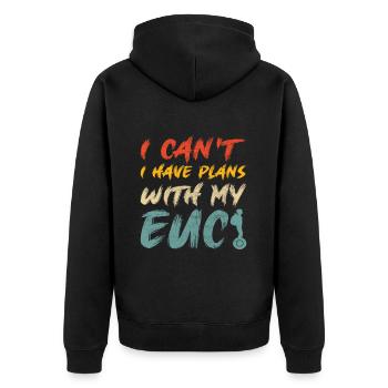EUC Monowheel - Unisex Premium Organic Zip Hoodie - black - Back - Nico (187cm)