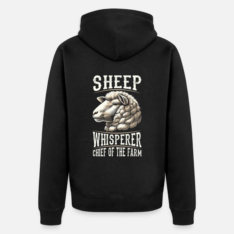 Schäfer Schaf Chef Der Farm - Unisex Premium Bio Zip Hoodie - Schwarz