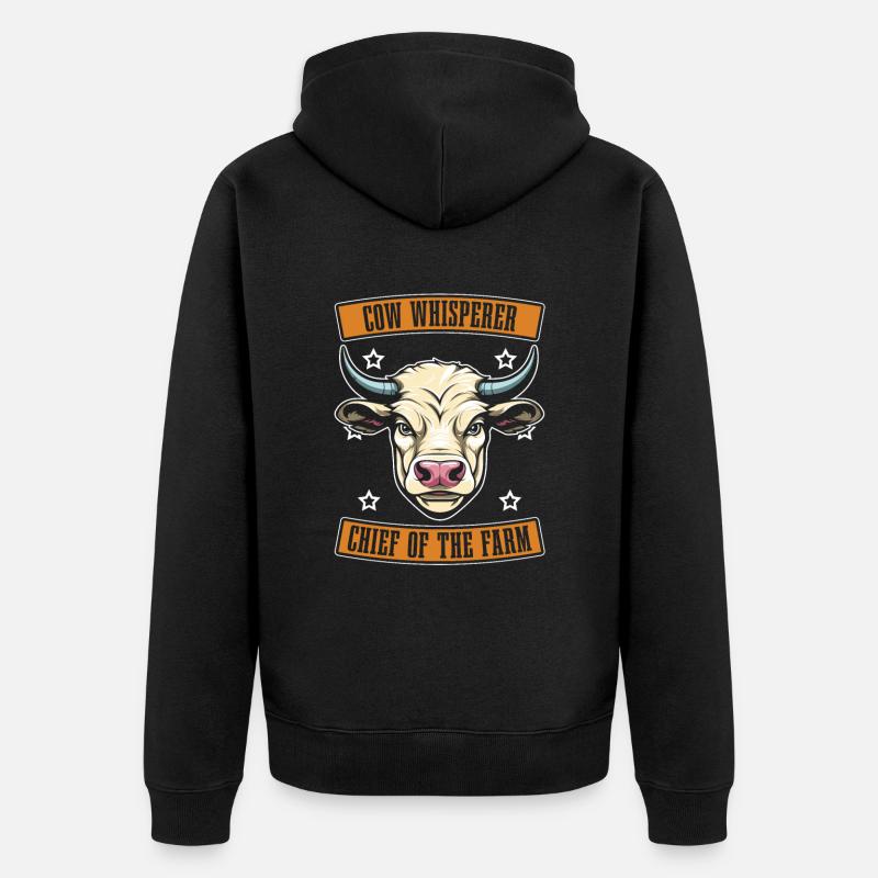 Kuhbauer Milchbauer Chef Der Farm - Unisex Premium Bio Zip Hoodie - Schwarz