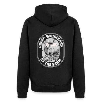 Shepherd Sheep Chief of the Farm - Unisex Premium Organic Zip Hoodie - black - Back - Nico (187cm)